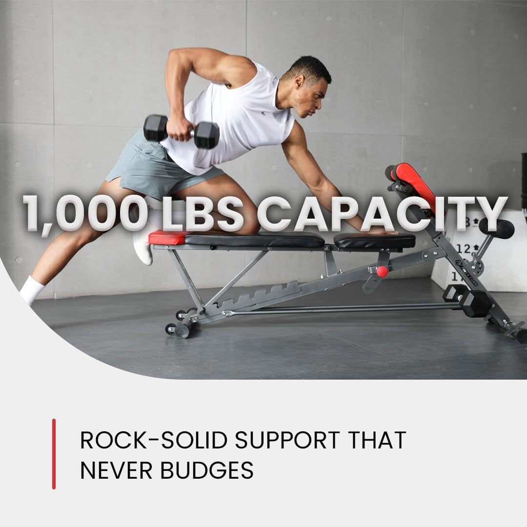 Versatile FID Weight Bench for Complete Body Training – Hyper Back Extension, Roman Chair, Adjustable Ab Sit-Up, Incline/Decline, and Flat Bench Functions